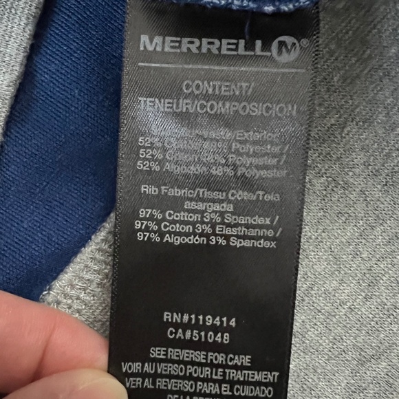 Merrell Gray Button Hoodie with Patch Elbows Sz L - Picture 12 of 15